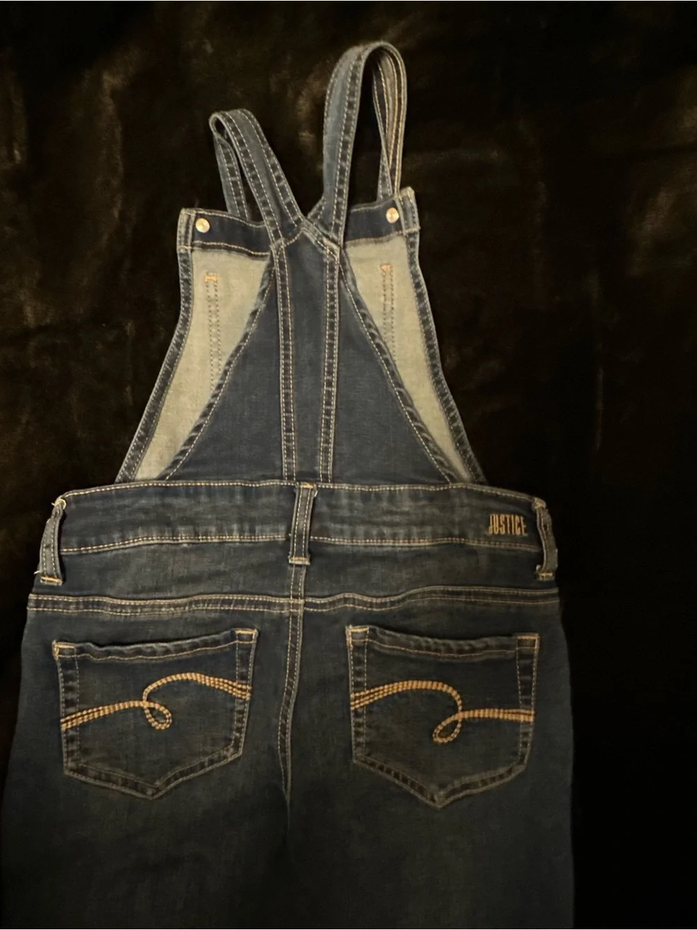 Justice Blue Distressed Denim Overalls - Girl's Jeans (Original Justice) Sz 12